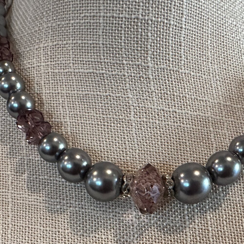Silver tone Beaded Princess Necklace - Picture 7 of 7